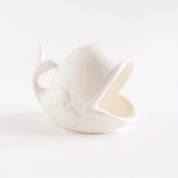 Handmade Jewelry Whale Ring Holder Dish Ceramic White Whale